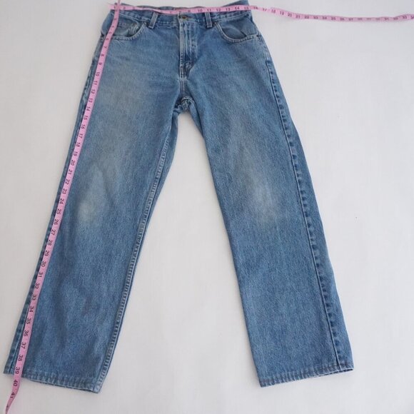 Vintage '90s Tommy Hilfiger Mid Wash Straight Leg Blue Denim Jeans Size 32 - Picture 1 of 16